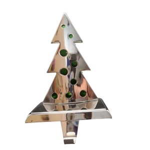 Soporte de metal plateado de lujo para calcetines navideños, perchas modernas de alta calidad con diseño abstracto de muñeco de nieve para colgar en la chimenea o el repisa. - Product Image 5