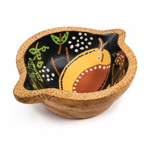 Bol de service décoratif en bois de manguier émaillé fait main, bol à salade en bois sûr pour les aliments, bol à fruits et collations pour la cuisine et la salle à manger - Product Image 1