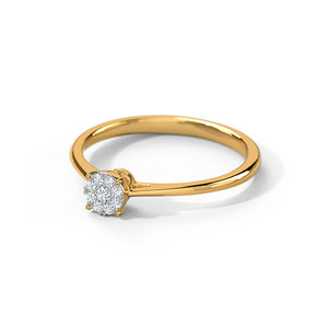 แหวนเพชรทรงกลมแบบคลัสเตอร์เม็ดเดี่ยวที่เพาะเลี้ยงในห้องปฏิบัติการ - Product Image 1