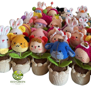 Maceta de Ganchillo con Forma de Animal, Muñeco de Peluche Hecho a Mano, Flor Decorativa de Hilo, Lindo Regalo para la Estética de la Habitación y Decoración del Escritorio - Product Image 5