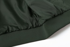 Blouson bomber vert olive pour homme, fermeture éclair, col montant, coupe décontractée, vêtement d'automne - Product Image 5