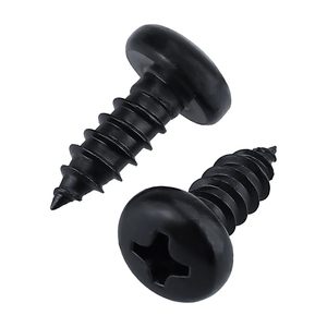 Vis à bois à tête ronde en acier zingué noir, grade 4.8, filetage métrique grossier, autotaraudeuses - Product Image 1