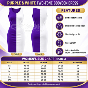 Vestido Midi Elegante de Corte Ajustado con Bloques de Color, Cuello Redondo y Sin Mangas, Largo hasta la Rodilla, Color Morado, de la Hermandad Femenina Cosh International - Product Image 6