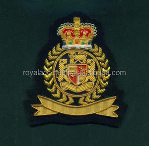 Custom Bullion Embroidered Crest Fabric Eco-Friendly Wool Felt Decorative Blazer <b>Patch</b> Sew <b>Applique</b> Pakistan - Product Image 6