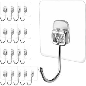 Set di 18 Ganci Adesivi Grandi, Resistenti, Impermeabili e Antiruggine, Capacità di Carico fino a 20 kg, Multiuso per Appendere Oggetti - Product Image 1