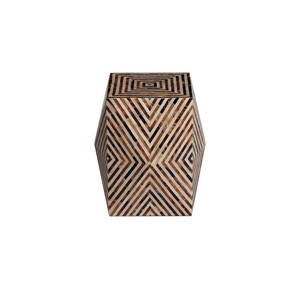Amber Brown <b>White</b> Geometric Chevron Stools Mother of Pearl Handcrafted Mosaic <b>Small</b> <b>Side</b> <b>Table</b> Living Room Bedroom Decor Use - Product Image 4
