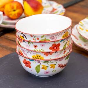 Bols en céramique à motifs floraux, ronds, peints à la main, compatibles lave-vaisselle, plats à soupe, vaisselle de fête - Product Image 1