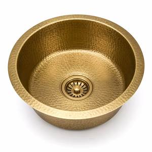 Évier encastré rond en cuivre martelé, design traditionnel et durable pour la maison - Product Image 2