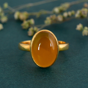 Anillo de Cornalina Chapado en Oro, Estilo Vintage, Anillo con Gema Naranja para Mujer, Joyería Hecha a Mano - Product Image 4