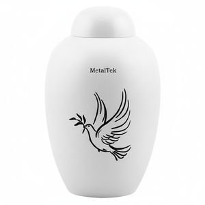 Urna Funeraria de Aluminio Blanca Hecha a Mano para Cenizas Humanas, Recipiente Conmemorativo de Metal Duradero para Funeral, Decoración para el Hogar - Product Image 4