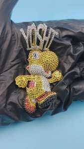 Pendentif personnalisé de luxe style hip-hop avec personnage de dessin animé, serti de diamants moissanite, en argent 925, pour cadeau d'anniversaire homme - Product Image 5