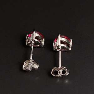 Boucles d'oreilles Cœur en Rubis en Argent Sterling, Pierre de Naissance de Juillet, Cadeau pour Anniversaire, Noël, Mariage, Saint-Valentin - Product Image 5
