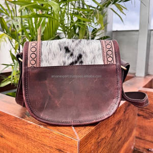 Sac à bandoulière en cuir usiné à cheveux le plus vendu pour femmes sac à main en cuir véritable occidental sacs à bandoulière en cuir de vachette à fleurs marron - Product Image 3