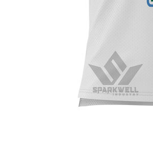Maillot de football pour homme blanc, vert et bleu, col en V, manches courtes, en mesh, avec numéro d'équipe imprimé sur le devant, vêtement de sport - Product Image 6
