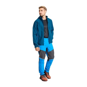 Ensemble survêtement pour homme en nylon imperméable, coupe ample, bleu, avec veste coupe-vent brodée et pantalon, vente en gros - Product Image 5
