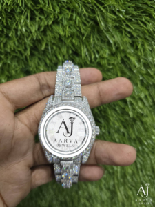 Aarva Jewels Luxury Stainless Steel Quartz Movement Hip Hop Iced Out Analog Watch Full Diamond Style Mineral <b>Glass</b> - Product Image 2