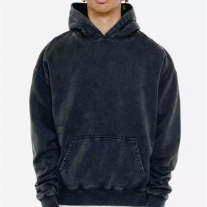 Luxury Plain High Quality Baggy Blank <b>Hoodie</b> No <b>String</b> French Terry 100% Cotton Oversized Heavyweight Cropped <b>Hoodie</b> Men - Product Image 2