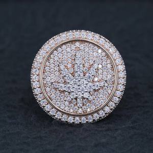 Anillo de Moissanita Iced para Mujer de 5 Ct, Plata de Ley 925, Bañado en Oro Amarillo, Sin Níquel, Sin Plomo, Estilo Hip Hop, Brillante, para Fiesta - Product Image 1