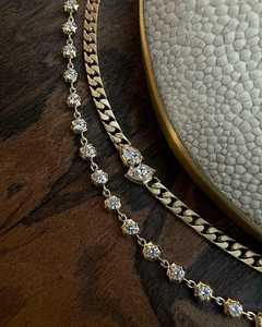 Pulsera de tenis de diamantes con corte brillante redondo, oro de 14k y 18k, engaste de bisel con diseño de espiga, eslabones geométricos, estilo vintage, cadena apilable, venta al por mayor - Product Image 6