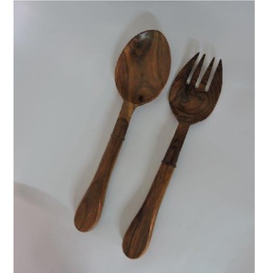 Ownswing High Quality Acacia <b>Wood</b> Salad Serving Spoons Handmade Kitchen Tools with Long Handle Salad Serving Spoon And Fork Set - Product Image 2