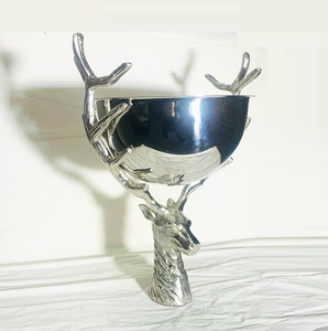 Silver Deer Ice Bucket Decorative Ice Bowl Antlers Stand Modern <b>Table</b> Centerpiece Wine <b>Cooler</b> Holder 5L Capacity Leak Proof - Product Image 2