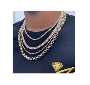 Gioielliere in oro 10K 14K 18K oro massiccio gioielli con diamanti veri personalizzati collana con catena a maglia cubana con diamanti in oro bianco