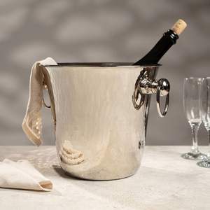 Seau à glace en verre transparent de qualité supérieure avec couvercle en laiton brossé et pince assortie, fabriqué en verre transparent épais de haute qualité. - Product Image 2