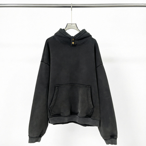 Sudadera con Capucha Oversize para Hombre al por Mayor, de Color Liso, Forro Polar, Estilo Casual para Otoño, Ajuste Regular, Diseño con Bolsillos Tejidos - Product Image 1