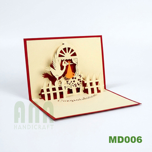 Nouvelle carte d'invitation de baptême bébé cigogne, carte de vœux 3D, cartes pop-up d'anniversaire, artisanat en papier - Product Image 1