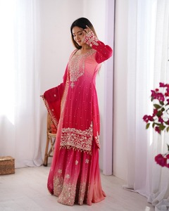 Ethnic Embroidered Salwar Kameez Kurti Set for <b>Wedding</b> Party Women Indian Pakistani Clothing - Product Image 3