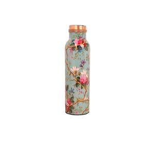 Botella de agua de cobre de 34 oz, extra grande, con estampado floral, recipiente ayurvédico de cobre puro para beber agua. - Product Image 3