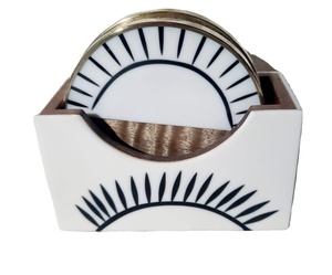 Sous-verre rond en bois d'acacia, design classique moderne, logo personnalisé, écologique, lavable, pour tasses à café, fourniture directe d'usine - Product Image 1