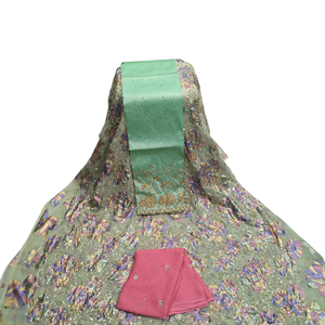 Tissu blanc de luxe Fransawi Dirac 100% polyester, lourd, brodé de motifs floraux et de sequins, élégant, pour mariage africain et tenues de soirée - Product Image 4