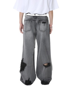 High Street Jeans Pantalones Tallas grandes Lavado ácido Desgastado Baggy Oversize Cintura media Diseño transpirable Hombres Jeans Pantalones para hombres - Product Image 2