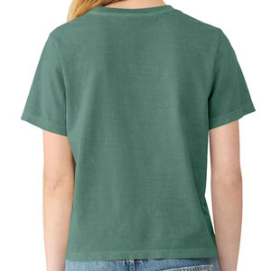 Camiseta gris ajustada de cuello redondo para mujer, de algodón peinado elástico, manga corta, corte slim, informal, estilo baby tee. - Product Image 6