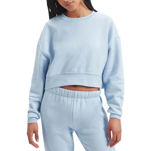 Sweat-shirt oversize court pour femme avec col rond, manches longues et tissu pour un style décontracté et superposé - Product Image 2