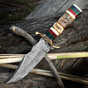 Cuchillo de Caza y Bowie Hecho a Mano de Acero Inoxidable con Punta Clip, Grabado, Hoja Fija, Borde Dentado, OEM Personalizable para Camping al Aire Libre - Product Image 2