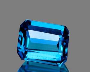 พลอยโทแพซสีน้ำเงินลอนดอนธรรมชาติ ทรงเหลี่ยมมรกต  ความใสสูง  รับรองโดย GIA และ IGI สำหรับขายส่งเครื่องประดับ - Product Image 6