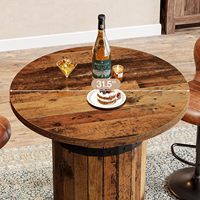 Table de bar haute en bois massif, style baril à whisky |   Bar de salon traditionnel, durable, écologique, résistant à l'eau, 4 places