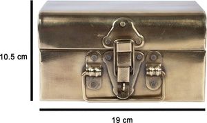 Custom <b>Vintage</b> Brass Finish Metal Trunk <b>Box</b> Riveted Toggle Latch Decorative Container - Product Image 2
