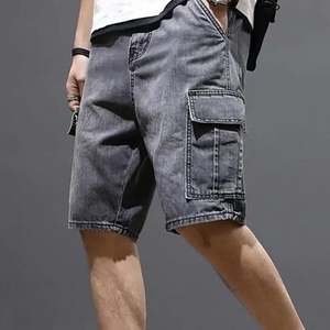 Pantalones Cortos de Mezclilla de Color Sólido para Hombre, Venta Caliente OEM, con Múltiples Bolsillos, Corte Holgado y Cómodo, Estilo Cargo para Uso Casual de Verano - Product Image 4