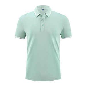 Camisa de Hombre de Manga Corta Verde Claro, Tejido Piqué de Poliéster, Transpirable, Corte Casual, Color Sólido, Cierre de Botones, Antiarrugas - Product Image 1
