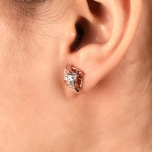 OM GEMS, 10K Gold Lab Grown Diamond <b>Earrings</b>, 2.00 CTW Round Cut, Geometric Design <b>Stud</b> <b>Earrings</b> For <b>Girls</b> & Women - Product Image 5