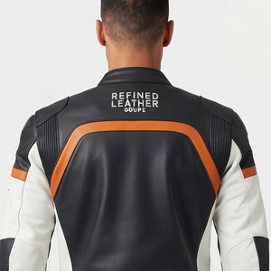 Manufacture Motor <b>Bike</b> Leather <b>Jacket</b> Men Professional Biker Leather <b>Jackets</b> Stand Collar Zipper Racer Biker <b>Jacket</b> Unisex - Product Image 4