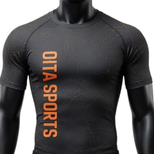 <b>Black</b> Orange <b>Men</b> Compression T Shirt and <b>Shorts</b> Set Breathable Quick Dry Gym Training Fitness Running Athletic Workout Sports - Product Image 3