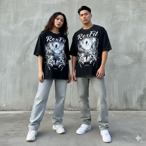 เสื้อยืด Rexfit Sports ทรงโอเวอร์ไซส์ วินเทจ ล้างสีแบบแอซิดวอช พิมพ์ลายตามสั่ง เสื้อผ้าสตรีทแวร์ สีซีดจางแบบซันเฟด ผ้าฝ้ายเนื้อดี - Product Image 3