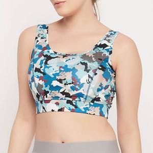 Top Deportivo de Camuflaje Azul con Logotipo Personalizado, Top Corto de Yoga de Alto Impacto para Mujer, Top Deportivo para Gimnasio, Fitness, Entrenamiento, Running - Product Image 3