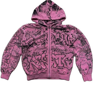 Sweat à capuche surdimensionné en coton 100% tricoté en French Terry imprimé sur mesure pour l'hiver - Product Image 1