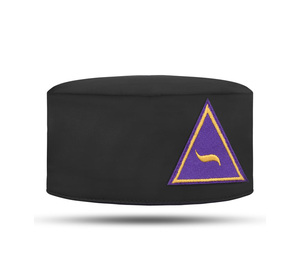 Ceremonial Crown Cap Black with <b>Purple</b> Triangle Badge Luxury Royal & Select Council Black Regalia Crown Cap Premium Embroidered - Product Image 2