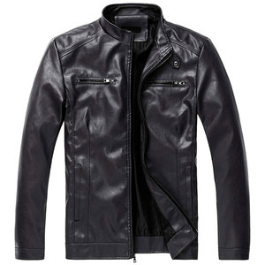 2026 Custom Fashion Men's Leather <b>Jacket</b> with Stand Collar Lightweight Windproof Quick Dry & Breathable for <b>Winter</b> - Product Image 1